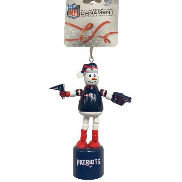 New England Patriots Ornaments - Push Pop Style Snowman Style - 6 For $24.00 - Wholesale New England Patriots - Patriots Merchandise