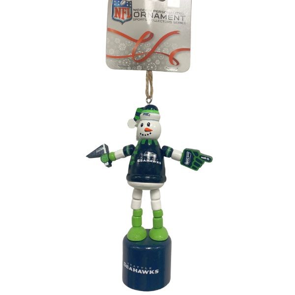 Seattle Seahawks Ornaments - Push Pop Style Snowman Style - 6 For $24.00 - Wholesale Seattle Seahawks Product - Seahawks Merchandise