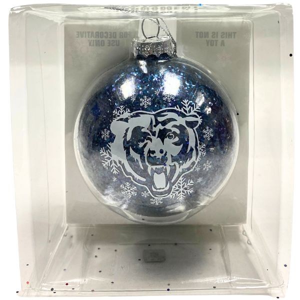 Chicago Bears Ornaments - 3.25" Glitter Ball Style - 6 For $24.00 - Wholesale Chicago Bears Products - Bears Merchandise 2