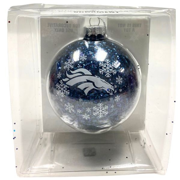 Denver Broncos Ornaments - 3.25" Glitter Ball Style - 6 For $24.00 - Wholesale Denver Broncos Products - Denver Merchandise 2