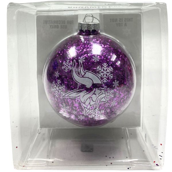 Minnesota Vikings Ornaments - Glitter Ball Style - 6 For $24.00 - Wholesale Minnesota Vikings Products - Vikings Merchandise