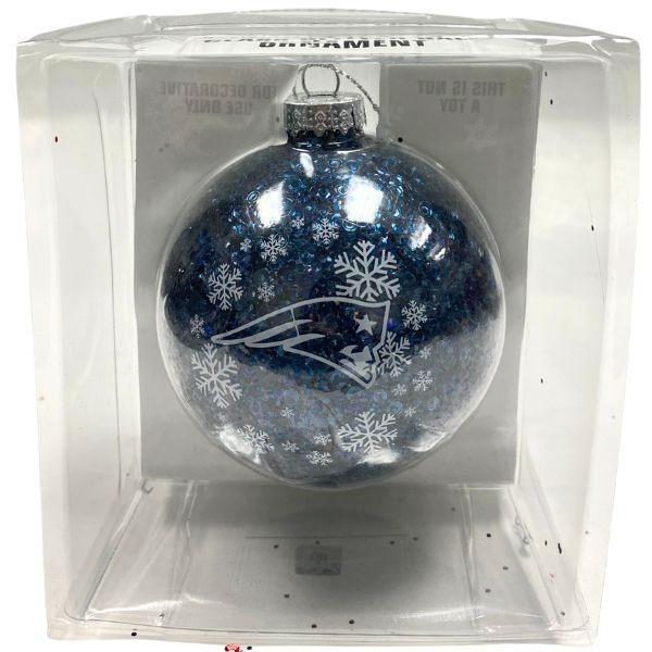 New England Patriots Ornaments - Glitter Ball Style - 6 For $24.00 - Wholesale New England Patriots - Patriots Merchandise