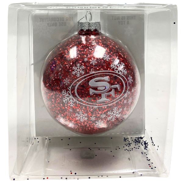 San Francisco 49ers Ornaments - Glitter Ball Style - 6 For $24.00 - Wholesale San Francisco 49ers Product - 49ers Merchandise 2