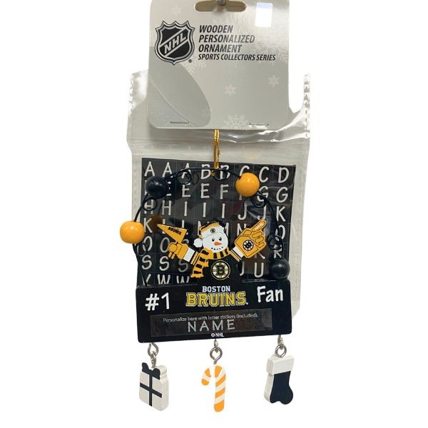 Boston Bruins Ornaments - Wooden SNOWMAN #1 Fan PC Sign Style - 6 For $21.00 - Boston Bruins