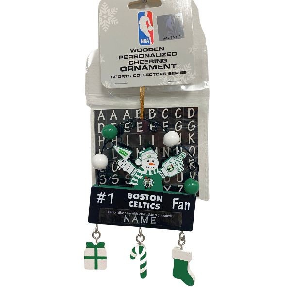 Boston Celtics Ornaments - Wooden SNOWMAN #1 Fan PC Sign Style - 6 For $21.00 - Boston Celtics