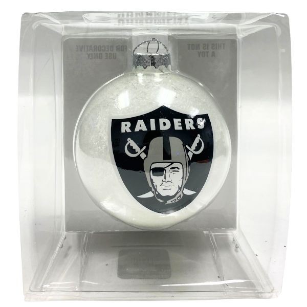 Las Vegas Raiders Ornaments - Glass Snowball Ball Ornaments - 6 For $24.00 - Wholesale Raiders Products - Las Vegas Raiders