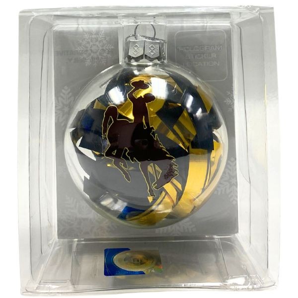 University Of Wyoming Cowboys Ornaments - TINSEL Ball Color Style - 6 For $24.00 - Wyoming Cowboys