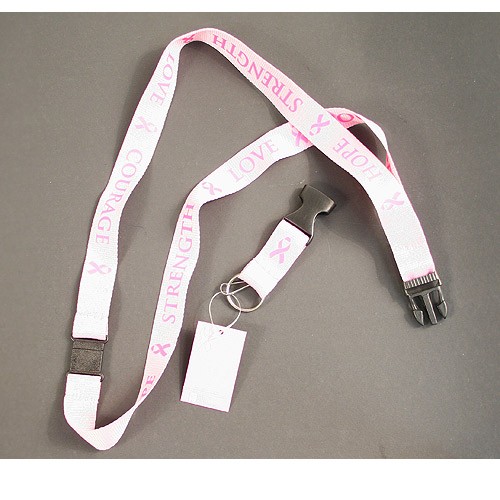 Breast Cancer Awareness - Pink Lanyard With Neck Release - 12 For $24.00