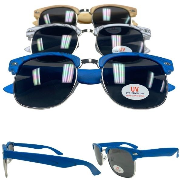Wholesale Sunglasses - Retro Wear Style - Woodgrain Look Fashion - Colors May Vary - 48 Pair $32.64