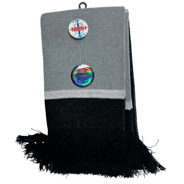 Gear North - Stadium Collection - Gray.Black White Stripe - 7"x48" Heavy Knit Scarf - 12 For $42.00 - Wholesale Apparel - Wholesale NFL Shirts - Wholesale Jerseys