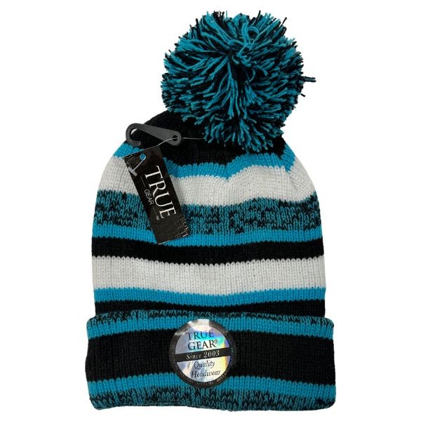 Gear North - Stadium Collection - Light Blue.Black.White - DISTRESSED Style Ball Top Heavy Knits - 12 For $42.00 - Wholesale Apparel - Wholesale NFL Shirts - Wholesale Jerseys