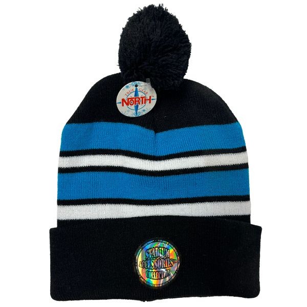 Gear North - Stadium Collection - Light Blue.Black - White Striped SOLID Style Ball Top Heavy Knits - 12 For $42.00 - Wholesale Apparel - Wholesale NFL Shirts - Wholesale Jerseys