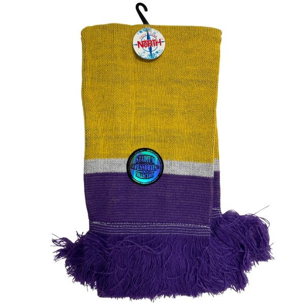 Gear North - Stadium Collection - Purple Yellow White Stripe - 7"x48" Heavy Knit Scarf - 12 For $42.00 - Wholesale Apparel - Wholesale NFL Shirts - Wholesale Jerseys