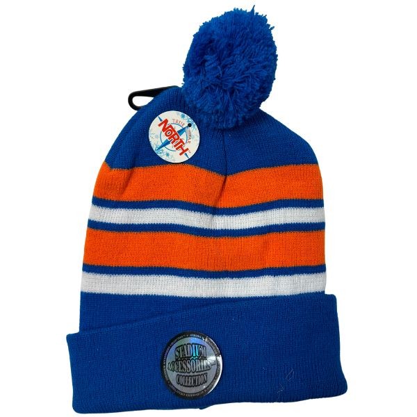 Gear North - Stadium Collection - Cobalt Blue.Orange White Stripe - SOLID Style Ball Top Heavy Knits - 12 For $42.00 - Wholesale Apparel - Wholesale NFL Shirts - Wholesale Jerseys