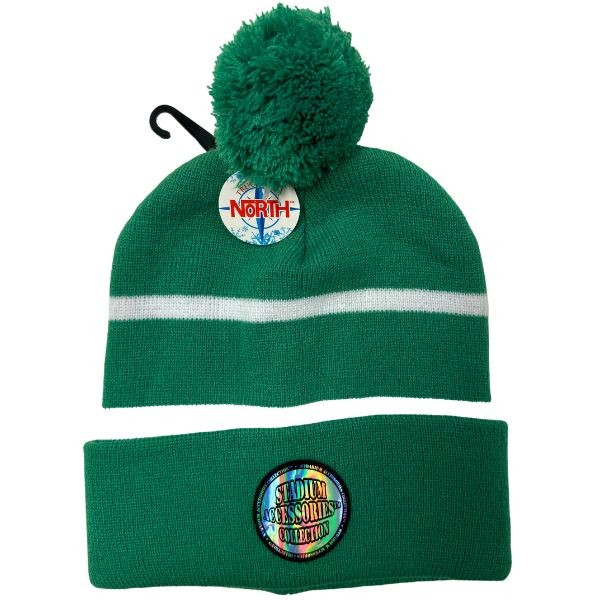 Gear North - Stadium Collection - Green White Stripe - SOLID Style Ball Top Heavy Knits - 12 For $42.00 - Wholesale Apparel - Wholesale NFL Shirts - Wholesale Jerseys