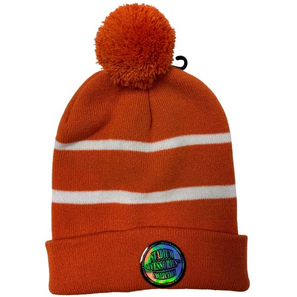 Gear North - Stadium Collection - Orange White Stripe - SOLID Style Ball Top Heavy Knits - 12 For $42.00 - Wholesale Apparel - Wholesale NFL Shirts - Wholesale Jerseys