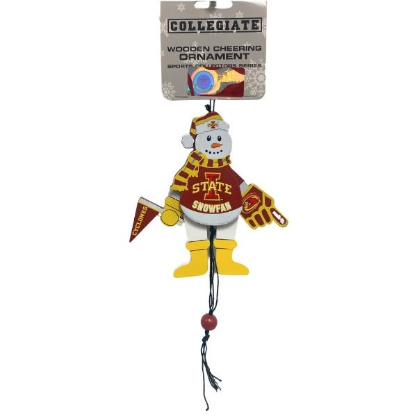 Iowa State Ornaments - Wooden Snowman Cheer Ornaments - 6 For $21.00 - Iowa State