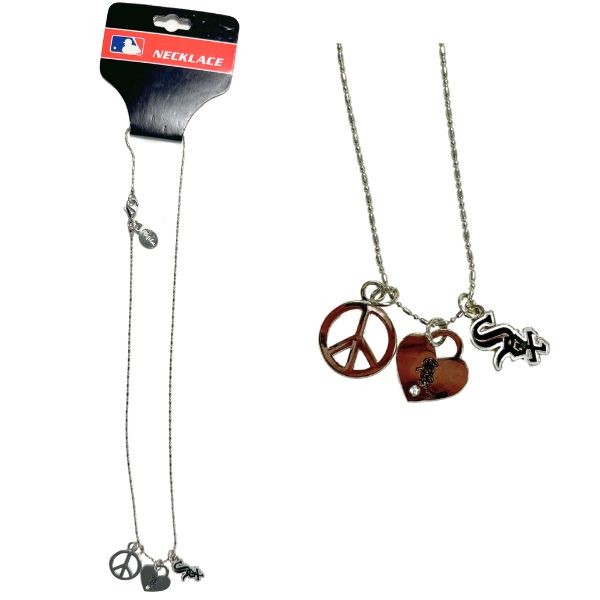 Chicago White Sox Necklaces - 3Charm Peace Style Necklaces - 12 For $30.00 - Wholesale Chicago White Sox Products - White Sox Merchandise 2