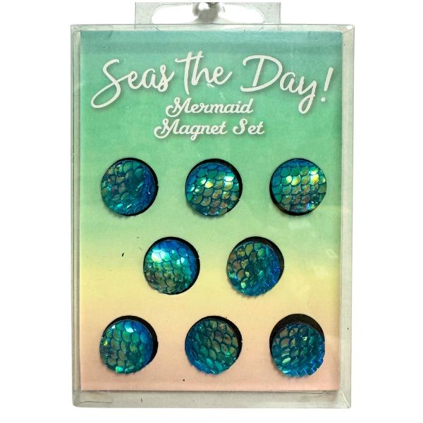 Seas The Day Mermaid Magnet Set - 8PC Mermaid Magnet Set - 24 Sets For $24.00