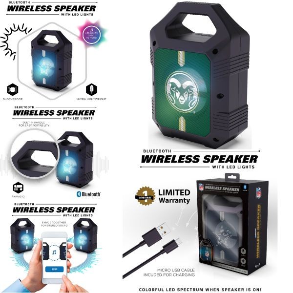 Colorado State Speakers - Bluetooth XL 9" Speaker - LED Lighting and FM Radio - 2 For $15.00 - Colorado State