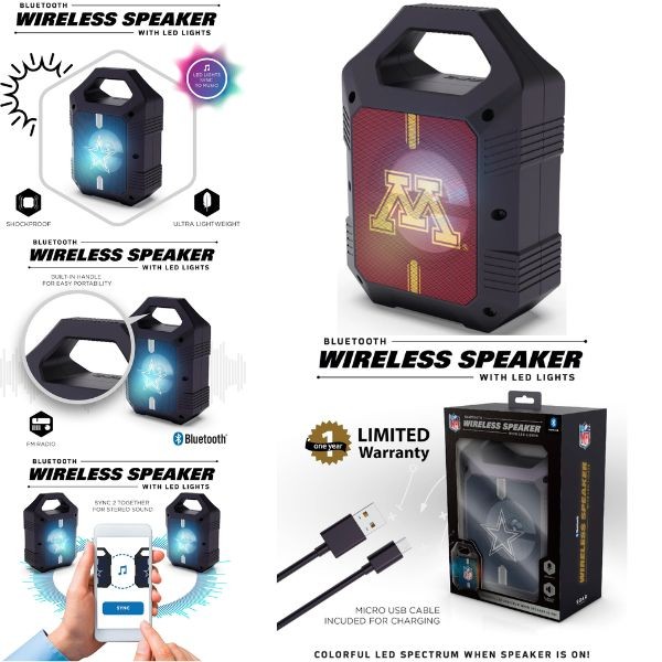 Minnesota Gophers Speakers - Bluetooth XL 9" Speaker - LED Lighting and FM Radio - 2 For $15.00 - Minnesota Gophers