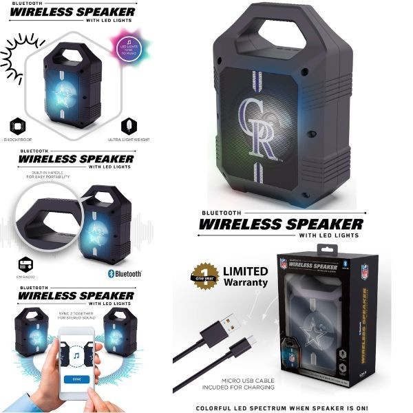 Colorado Rockies Speakers - Bluetooth XL 9" Speaker - LED Lighting and FM Radio - 2 For $15.00 - Wholesale Colorado Rockies Products - Rockies Merchandise 2