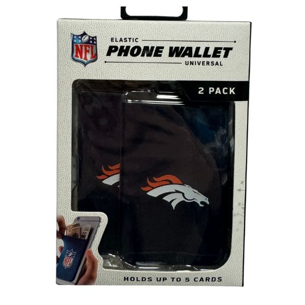 Denver Broncos Wallets - 2PACK Phone Wallet - Strong 3M Adhesive - 6 Packs For $21.00 - Wholesale Denver Broncos Products - Denver Merchandise 2