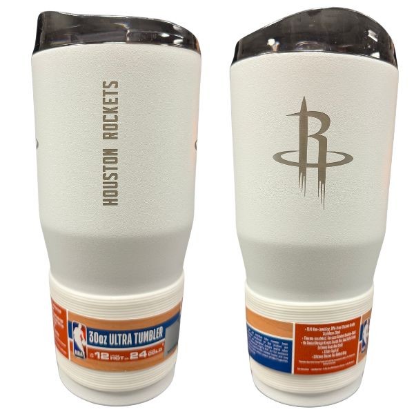 Houston Rockets Tumblers - 30OZ White PPC - Powder Coat - Vac Sealed Double Walled - 2 For $25.00 - Houston Rockets