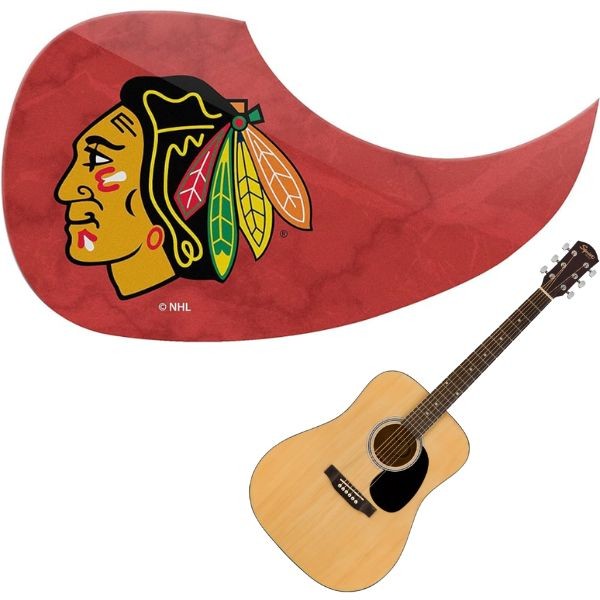 Chicago Blackhawks - Team Color Guitar Pick Guards - 24 For $24.00 - Chicago Blackhawks