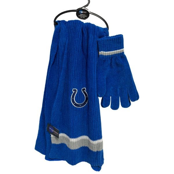 Indianapolis Colts Scarf and Glove Set - Heavy Knit Chenille Style - 2 Sets For $25.00 - Wholesale Indianapolis Colts Products - Colts Merchandise 2