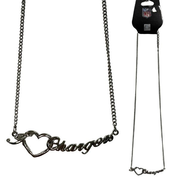 Los Angeles Chargers Necklaces - I Heart Style Metal Chain Necklaces - 12 For $30.00 - Wholesale Los Angeles Chargers Products - Chargers Merchandise