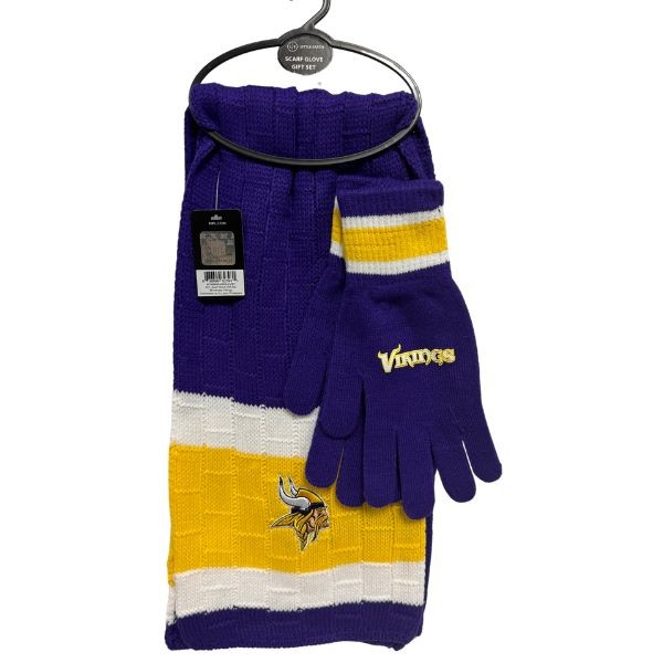 Minnesota Vikings Scarf and Glove Set - Heavy Knit Classic Style - 2 Sets For $25.00 - Wholesale Minnesota Vikings Products - Vikings Merchandise 2