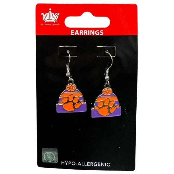 Clemson Tigers Earrings - The Knitster Style - 6 Pair For $18.00 - Clemson Tigers