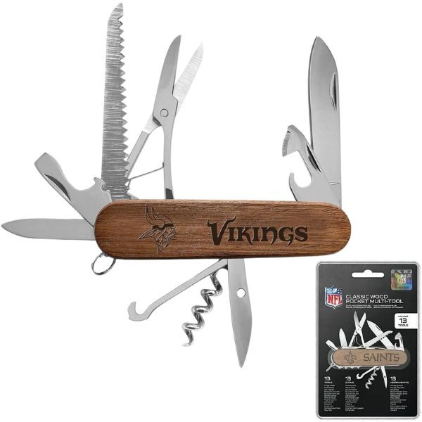 Minnesota Vikings Multi-Tools - Wood Pocket Multi-Tool - 13 Tools Included - 2 For $15.00 - Wholesale Minnesota Vikings Products - Vikings Merchandise 2
