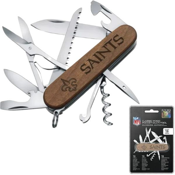 New Orleans Saints Multi-Tools - Wood Pocket Multi-Tool - 13 Tools Included - 2 For $15.00  - Wholesale New Orleans Saints Product - Saints Merchandise 2