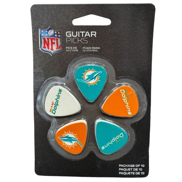 Miami Dolphins - 10Pack Team Guitar Picks - 6 Packs For $18.00 - Wholesale Miami Dolphins Products - Dolphins Merchandise 2