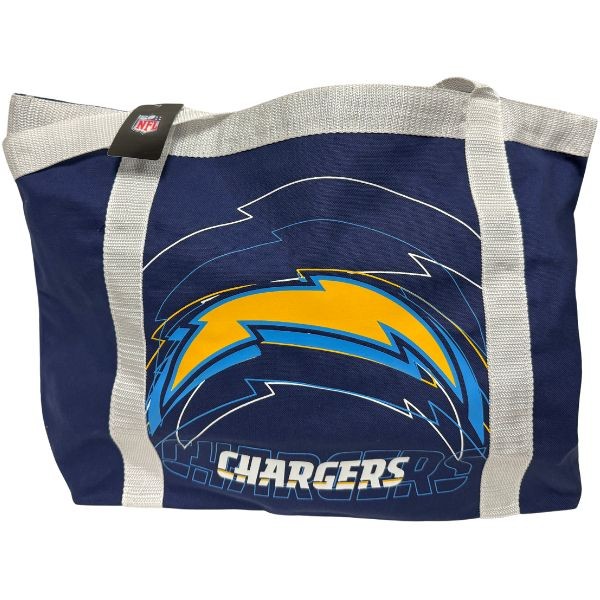 Los Angeles Chargers Tailgate Bag - Oversized 20"x13" Canvas Zippered Tote - Slight Oxidation On Zippers - 12 For $24.00 - Wholesale Los Angeles Chargers Products - Chargers Merchandise 2