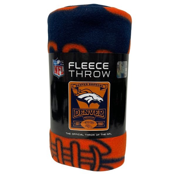 Denver Broncos Blankets - 50"x60" Fleece - Marquee Style - 2 For $18.00 - Wholesale Denver Broncos Products - Denver Merchandise