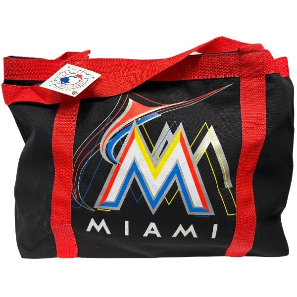 Miami Marlins Tailgate Bag - Oversized 20"x13" Canvas Zippered Tote - Slight Oxidation On Zipper - 12 For $24.00 - Wholesale Miami Marlins Products - Marlins Merchandise