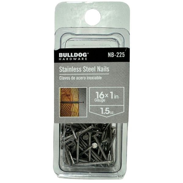 NB-225 - Bulldog Hardware - #2007514 Stainless Steel Nails - 16Gauge x 1" - 36 Packs For $27.00