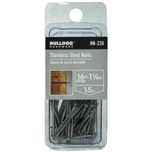 NB-226 - Bulldog Hardware - #2007515 Stainless Steel Nails - 16Gauge x 1.25" - 36 Packs For $27.00