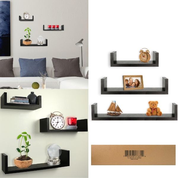 Wholesale Shelves - 3Pack Espresso Brown Floating Shelves - 17"x4" - 13"x4" - 9"x4" --- Floating Shelf Set - 6 Sets For $30.00