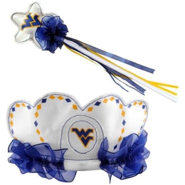 West Virginia Mountaineers - Team Logo Tiara and Princess Wand SET - 12 Sets For $30.00 - West Virginia