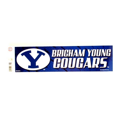 BYU Bumper Stickers - Text Cougar Logo - Series12 - (Pattern May Be Different Than Pictured) - 12 For $12.00 - BYU
