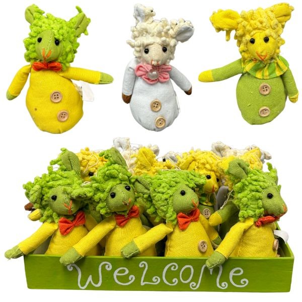 12PC Lamb Display Deco - 5" Assorted Colors - Sand Filled Base For Easy Standing - 2 Displays For $24.00