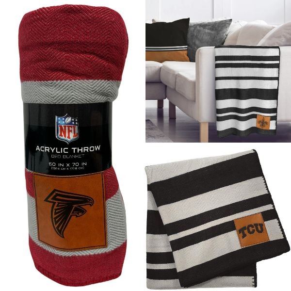 Atlanta Falcons Blankets - 60"x70" Acrylic Stripe Throw - 2 For $26.00 - Wholesale Atlanta Falcons Products - Wholesale Football Gear