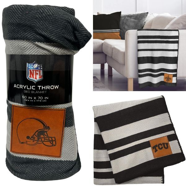 Cleveland Browns Blankets - 60"x70" Acrylic Stripe Throw - 2 For $26.00 - Wholesale Cleveland Browns Products - Dog Pound Gear