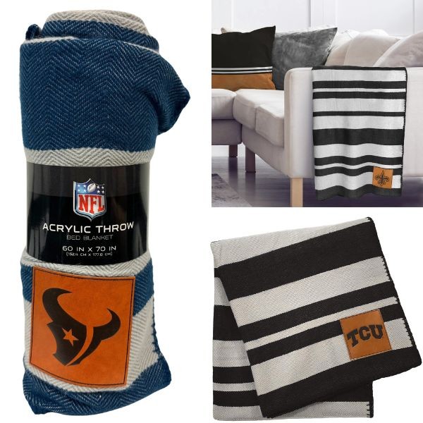 Houston Texans Blankets - 60"x70" Acrylic Stripe Throw - 2 For $26.00 - Wholesale Houston Texans Products - Texans Merchandise