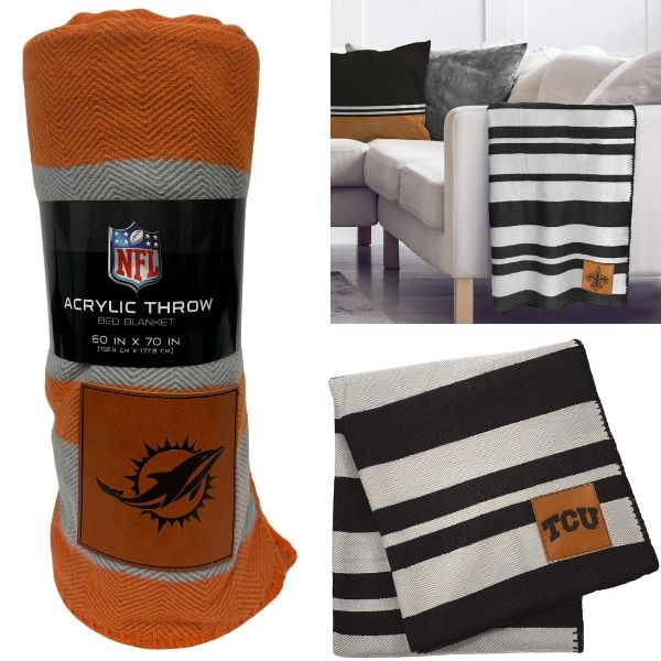 Miami Dolphins Blankets - 60"x70" Acrylic Stripe Throw - 2 For $26.00 - Wholesale Miami Dolphins Products - Dolphins Merchandise