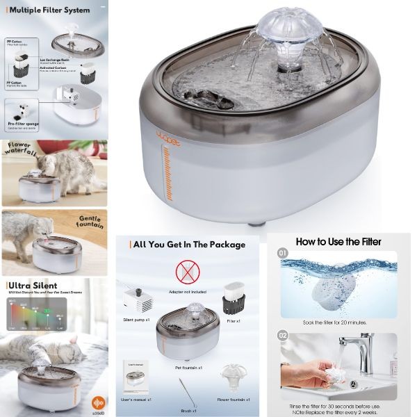 WaPet - 2L High Capacity Pet Automatic Pet Water Fountain - Free Falling Stream - 4 For $30.00